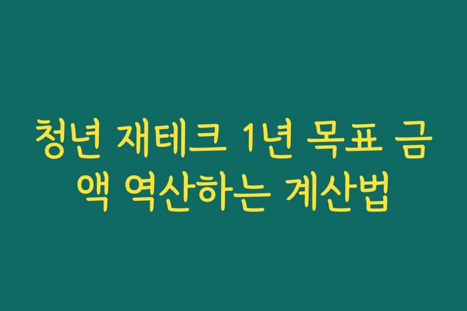 청년 재테크 1년 목표 금액 역산하는 계산법