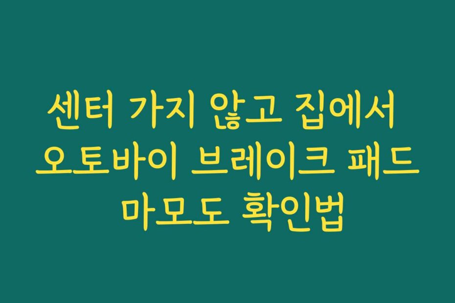 센터 가지 않고 집에서 오토바이 브레이크 패드 마모도 확인법