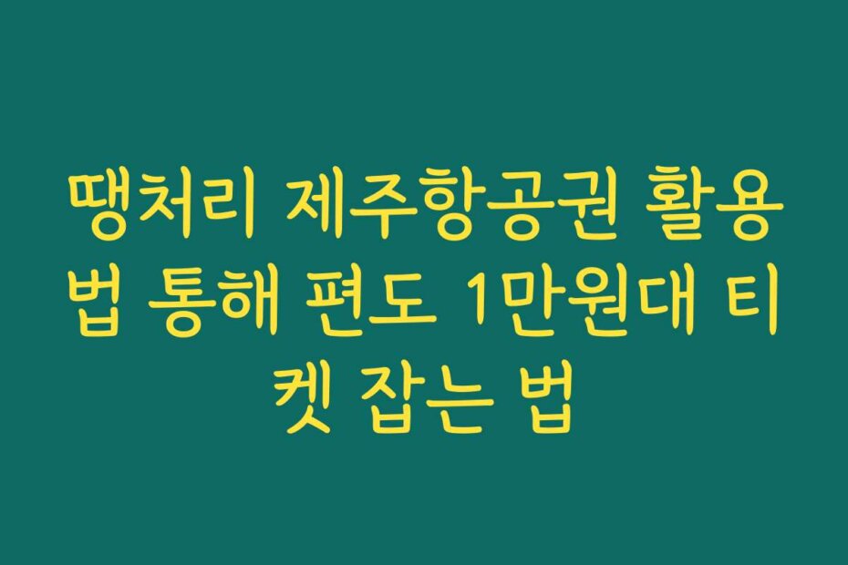 땡처리 제주항공권 활용법 통해 편도 1만원대 티켓 잡는 법