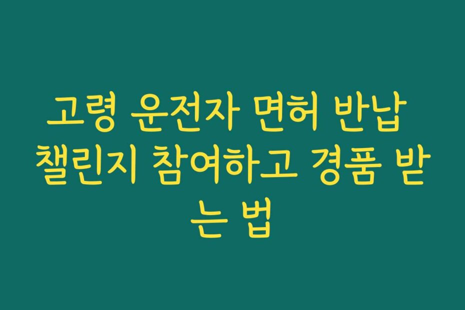 고령 운전자 면허 반납 챌린지 참여하고 경품 받는 법