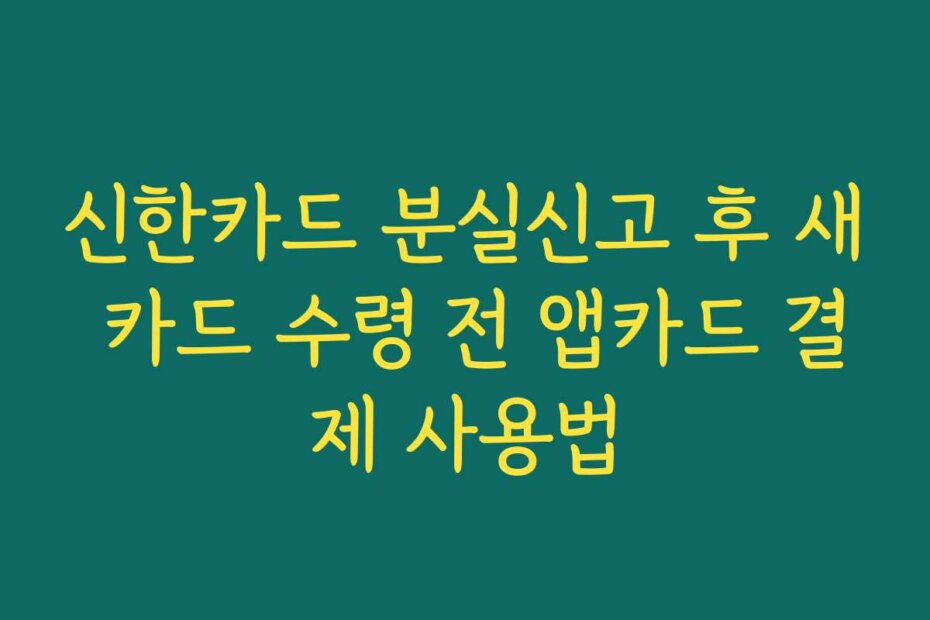 신한카드 분실신고 후 새 카드 수령 전 앱카드 결제 사용법