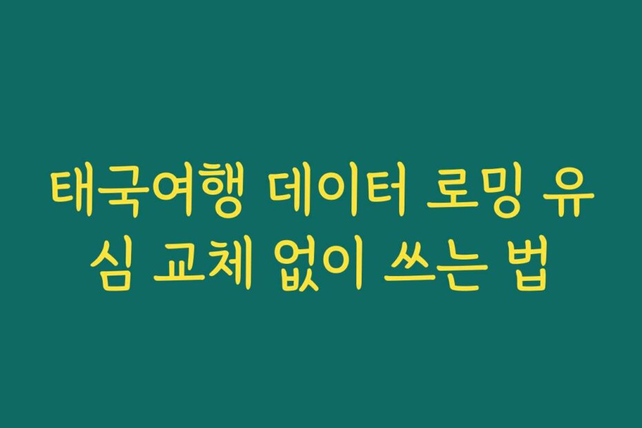 태국여행 데이터 로밍 유심 교체 없이 쓰는 법