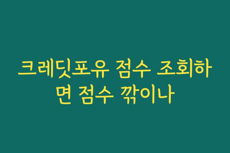 크레딧포유 점수 조회하면 점수 깎이나
