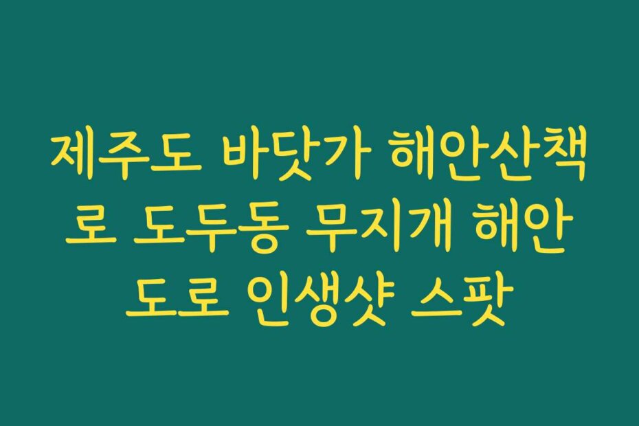 제주도 바닷가 해안산책로 도두동 무지개 해안도로 인생샷 스팟