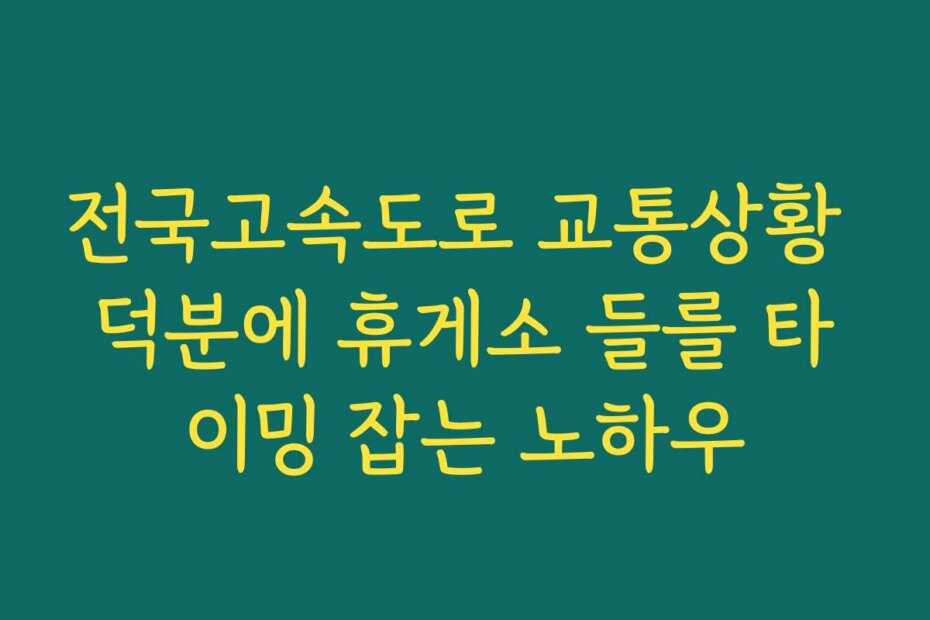 전국고속도로 교통상황 덕분에 휴게소 들를 타이밍 잡는 노하우
