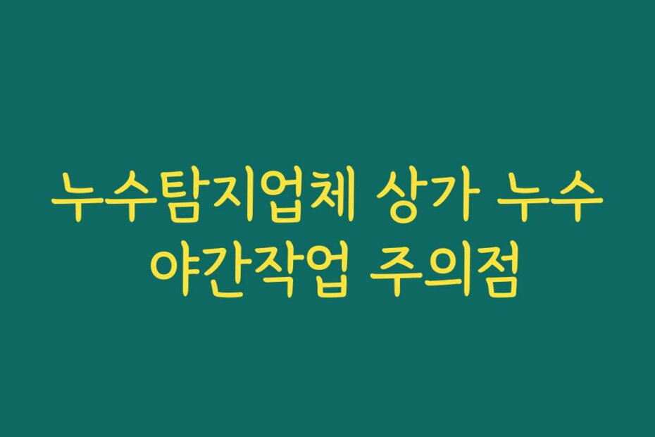 누수탐지업체 상가 누수 야간작업 주의점