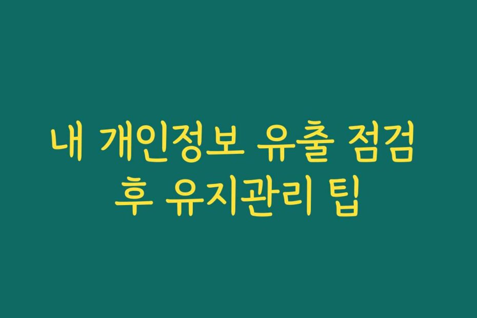 내 개인정보 유출 점검 후 유지관리 팁