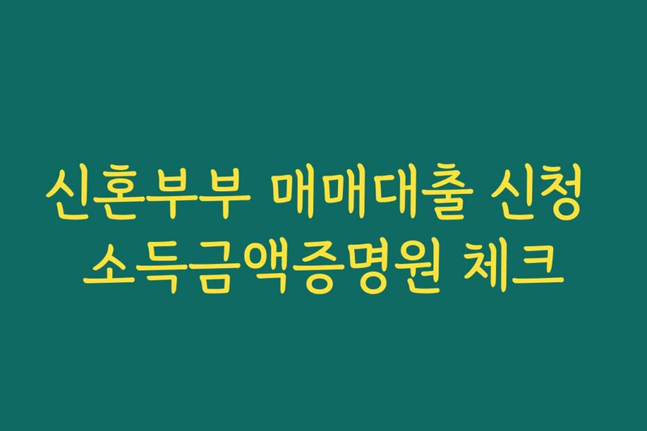 신혼부부 매매대출 신청 소득금액증명원 체크