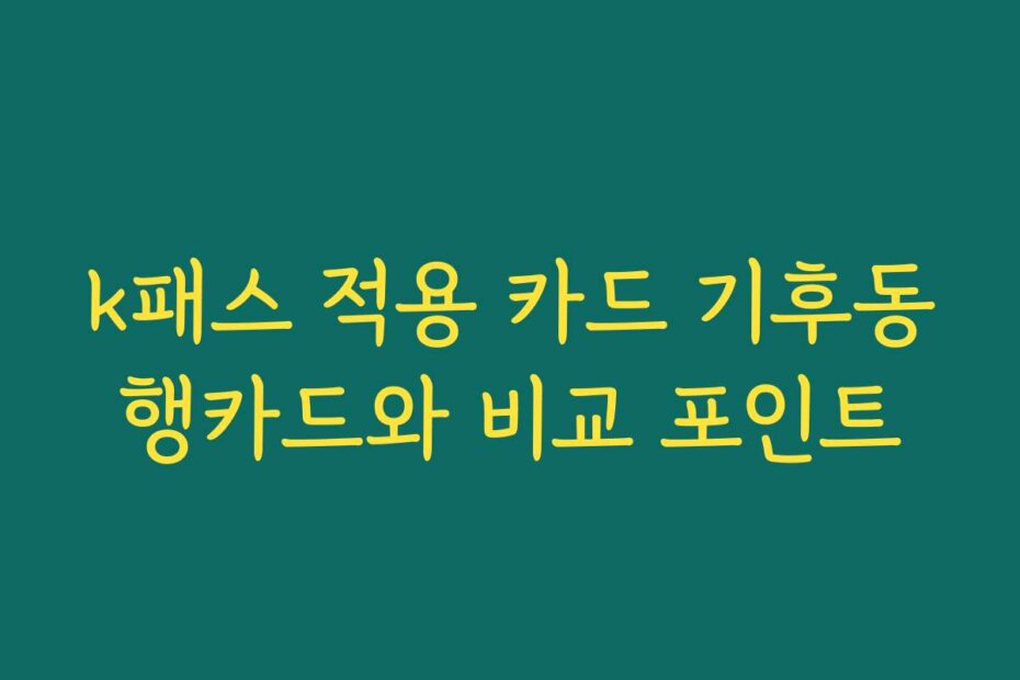 k패스 적용 카드 기후동행카드와 비교 포인트