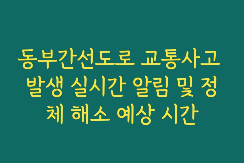 동부간선도로 교통사고 발생 실시간 알림 및 정체 해소 예상 시간