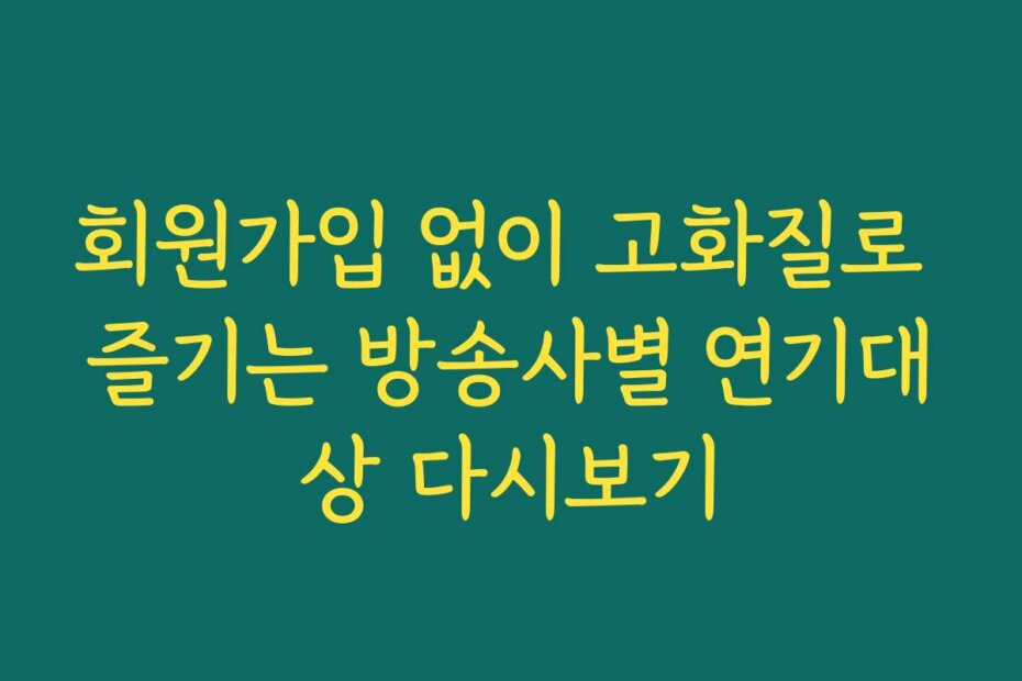 회원가입 없이 고화질로 즐기는 방송사별 연기대상 다시보기
