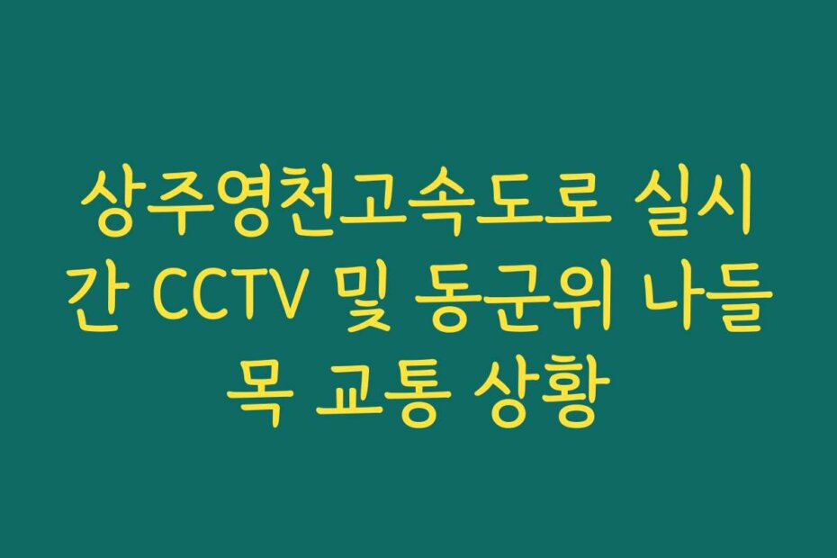 상주영천고속도로 실시간 CCTV 및 동군위 나들목 교통 상황