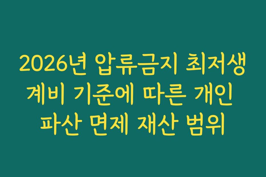 2026년 압류금지 최저생계비 기준에 따른 개인 파산 면제 재산 범위