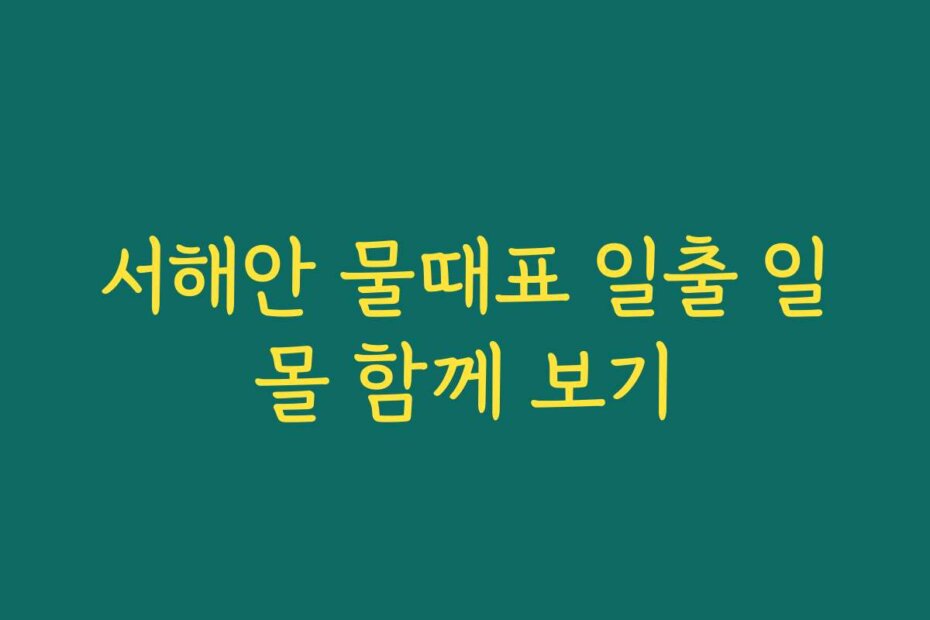 서해안 물때표 일출 일몰 함께 보기