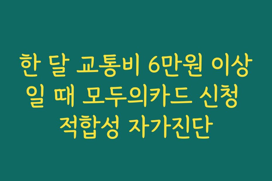 한 달 교통비 6만원 이상일 때 모두의카드 신청 적합성 자가진단