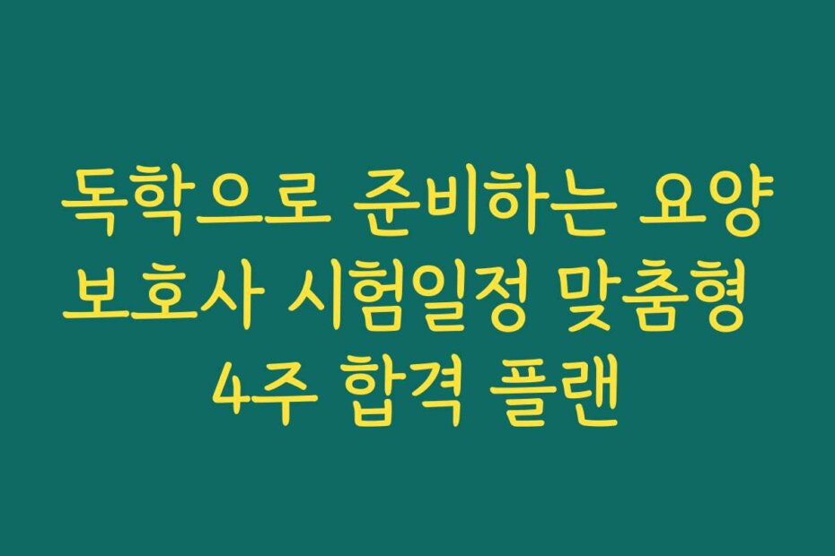 독학으로 준비하는 요양보호사 시험일정 맞춤형 4주 합격 플랜