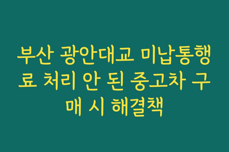 부산 광안대교 미납통행료 처리 안 된 중고차 구매 시 해결책