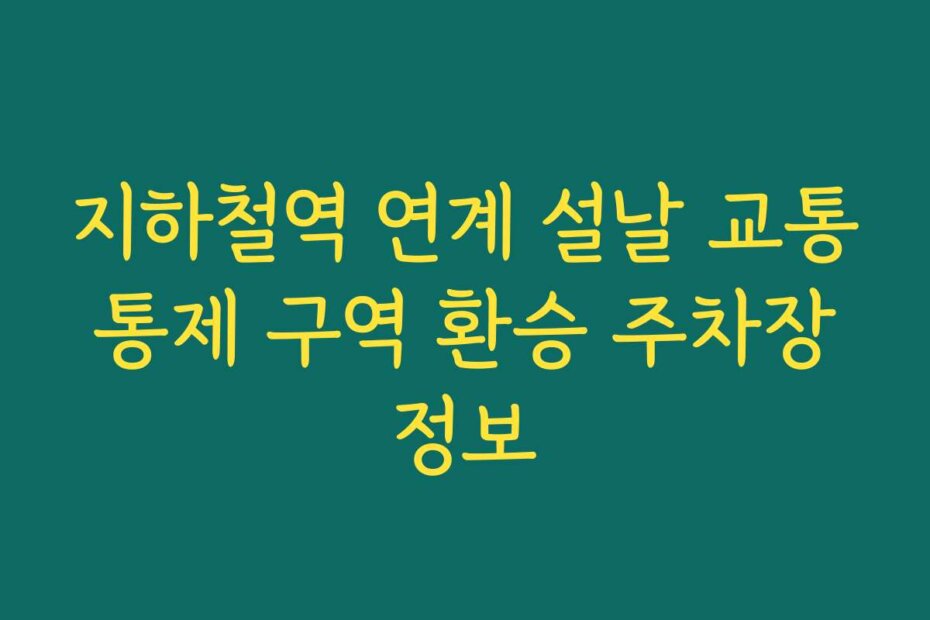 지하철역 연계 설날 교통 통제 구역 환승 주차장 정보