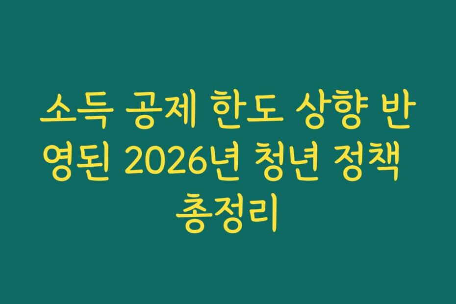 소득 공제 한도 상향 반영된 2026년 청년 정책 총정리