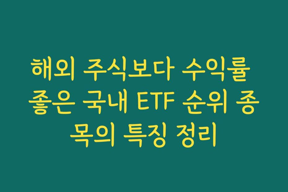 해외 주식보다 수익률 좋은 국내 ETF 순위 종목의 특징 정리