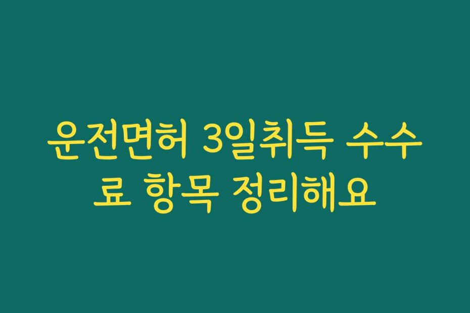 운전면허 3일취득 수수료 항목 정리해요