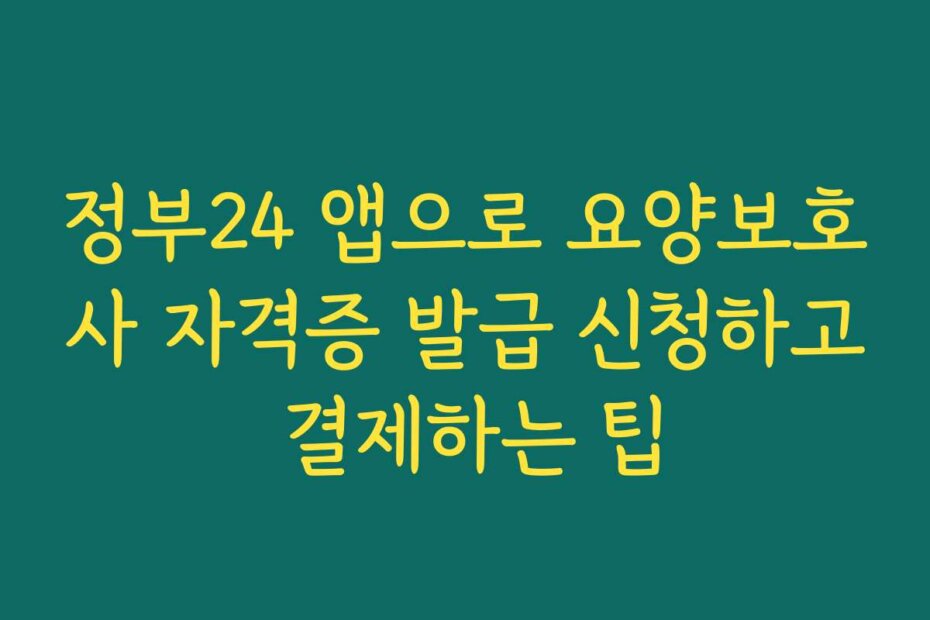 정부24 앱으로 요양보호사 자격증 발급 신청하고 결제하는 팁