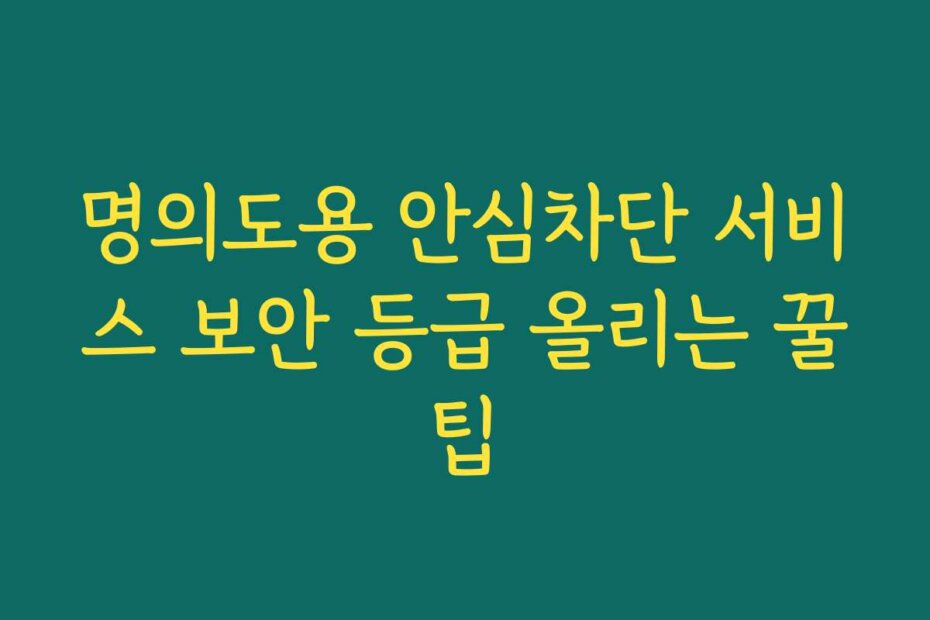 명의도용 안심차단 서비스 보안 등급 올리는 꿀팁