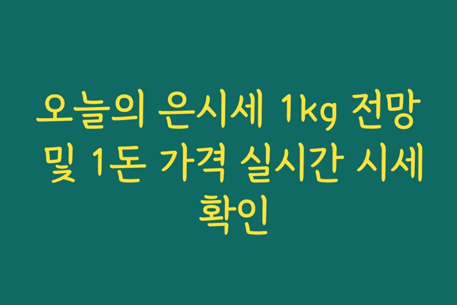 오늘의 은시세 1kg 전망 및 1돈 가격 실시간 시세 확인 오늘의 은시세 1kg 전망 및 1돈 가격 실시간 시세 확인