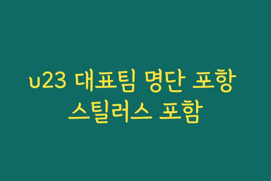 u23 대표팀 명단 포항 스틸러스 포함