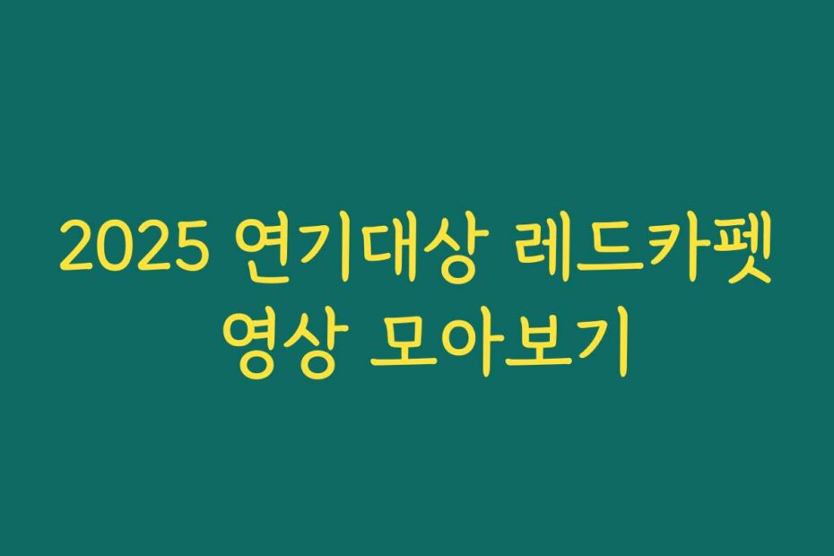 2025 연기대상 레드카펫 영상 모아보기