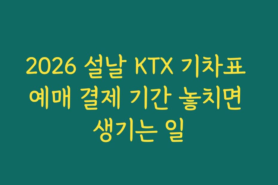 2026 설날 KTX 기차표 예매 결제 기간 놓치면 생기는 일