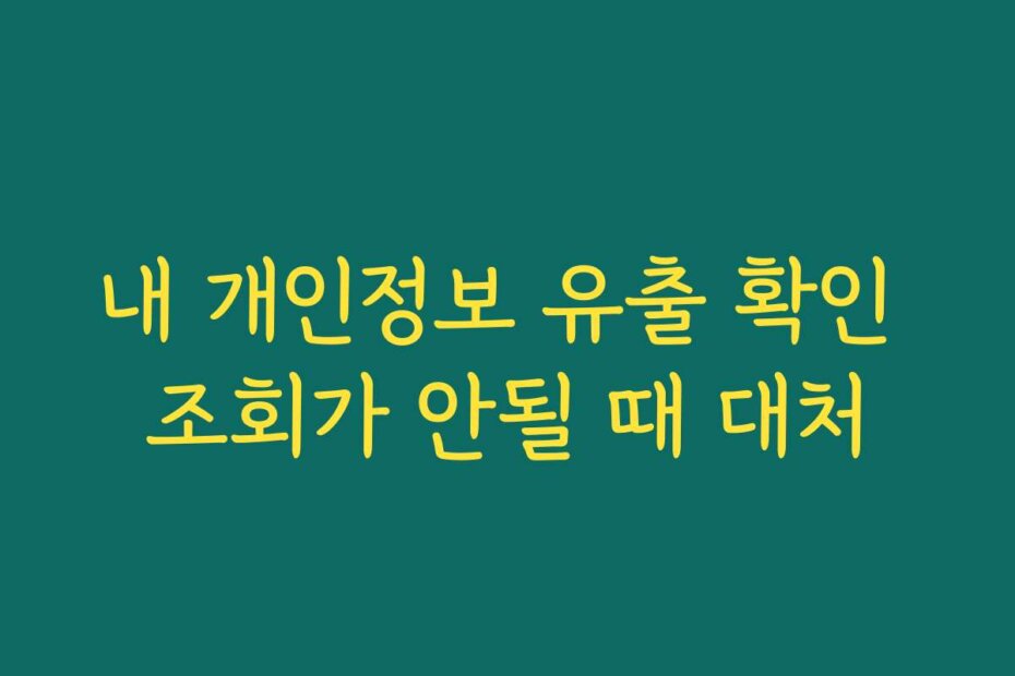 내 개인정보 유출 확인 조회가 안될 때 대처