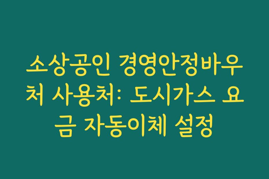 소상공인 경영안정바우처 사용처: 도시가스 요금 자동이체 설정