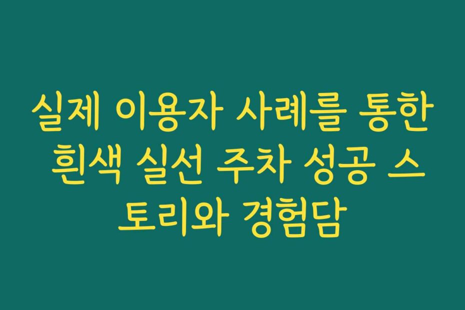 실제 이용자 사례를 통한 흰색 실선 주차 성공 스토리와 경험담