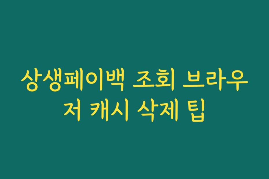 상생페이백 조회 브라우저 캐시 삭제 팁