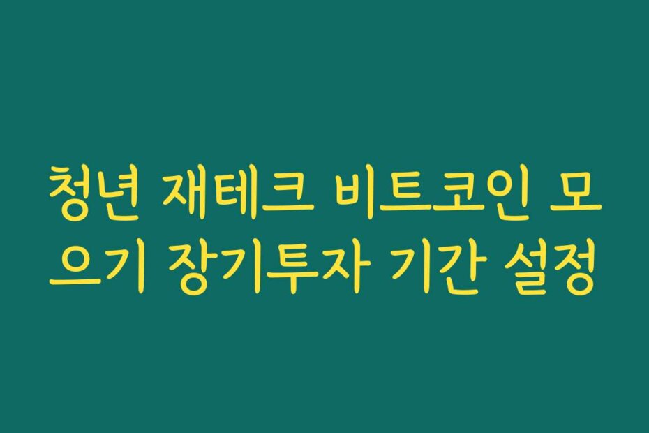 청년 재테크 비트코인 모으기 장기투자 기간 설정