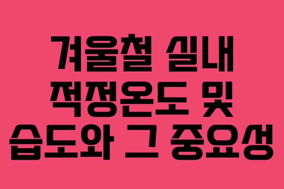 겨울철 실내 적정온도 및 습도와 그 중요성