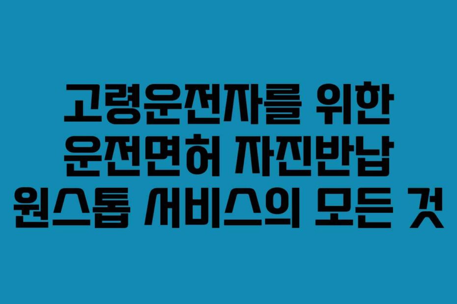 고령운전자를 위한 운전면허 자진반납 원스톱 서비스의 모든 것