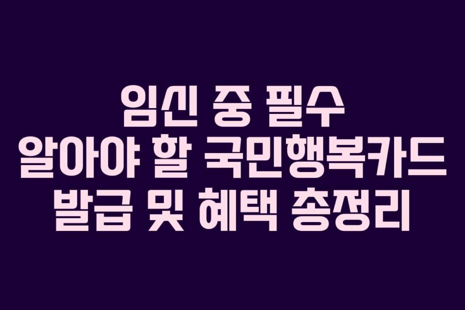 임신 중 필수 알아야 할 국민행복카드 발급 및 혜택 총정리