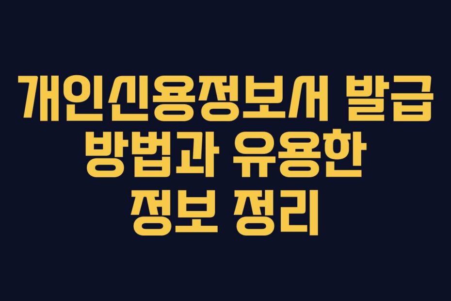개인신용정보서 발급 방법과 유용한 정보 정리