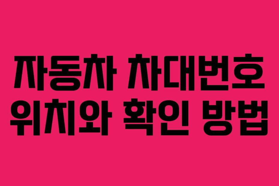 자동차 차대번호 위치와 확인 방법