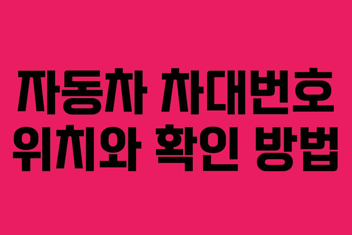 자동차 차대번호 위치와 확인 방법