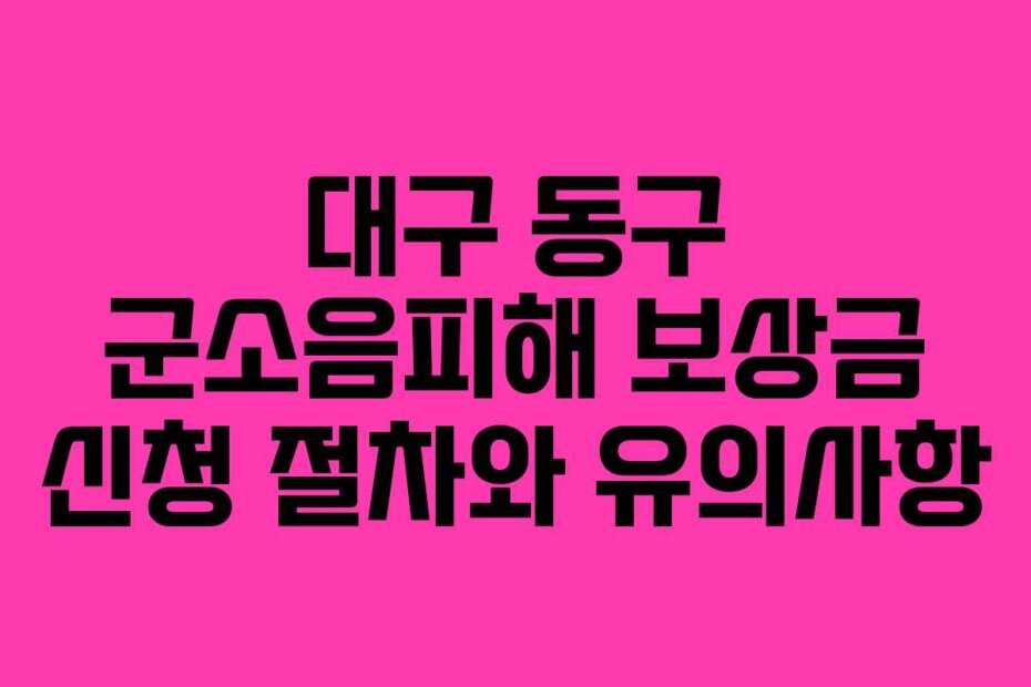대구 동구 군소음피해 보상금 신청 절차와 유의사항