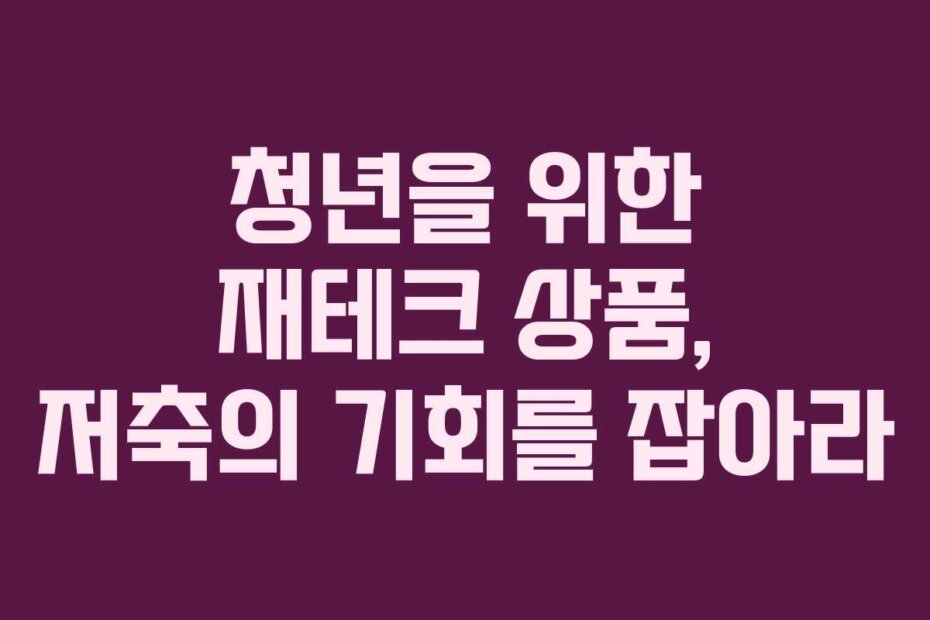 청년을 위한 재테크 상품, 저축의 기회를 잡아라