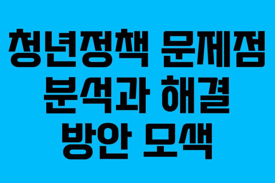 청년정책 문제점 분석과 해결 방안 모색