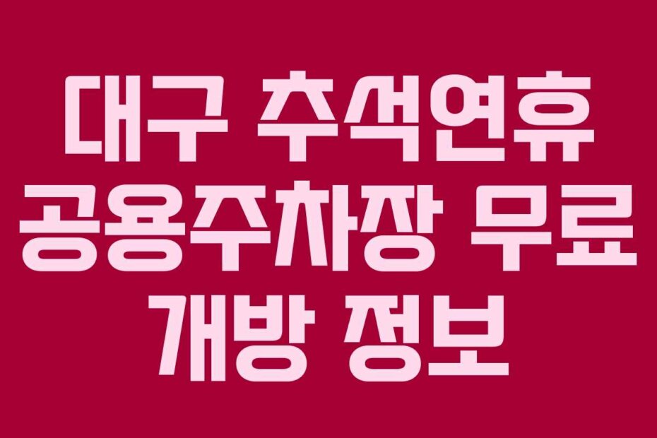 대구 추석연휴 공용주차장 무료 개방 정보