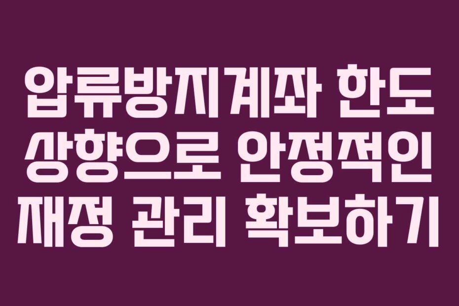 압류방지계좌 한도 상향으로 안정적인 재정 관리 확보하기