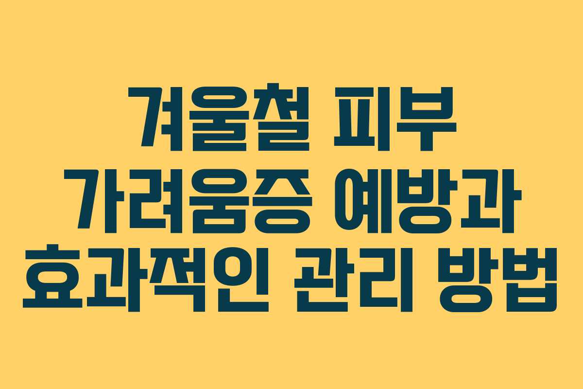 겨울철 피부 가려움증 예방과 효과적인 관리 방법