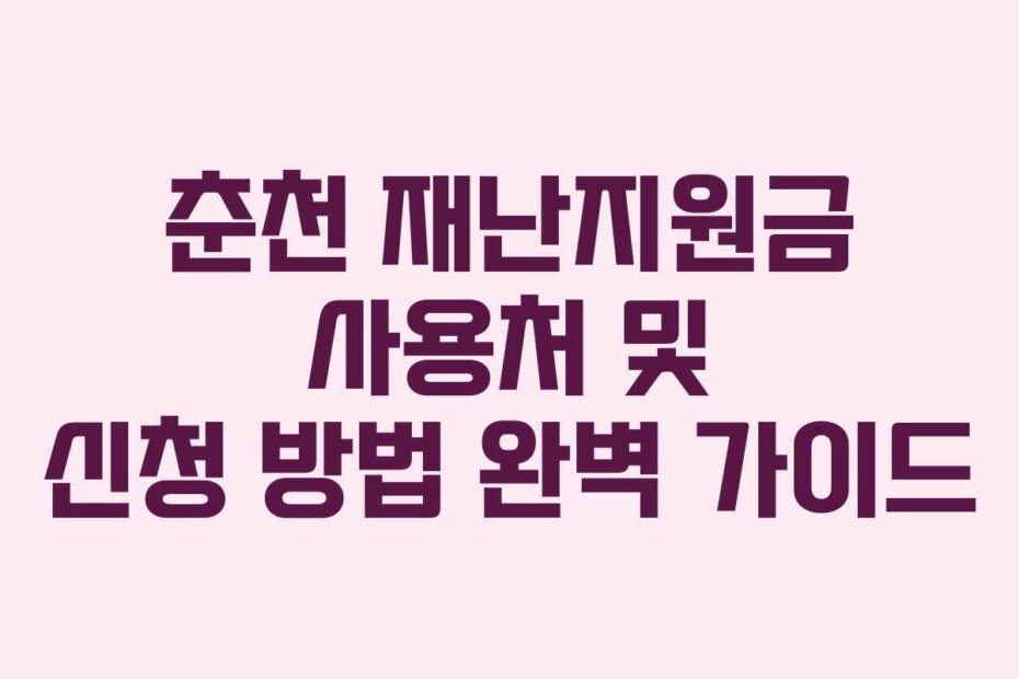 춘천 재난지원금 사용처 및 신청 방법 완벽 가이드