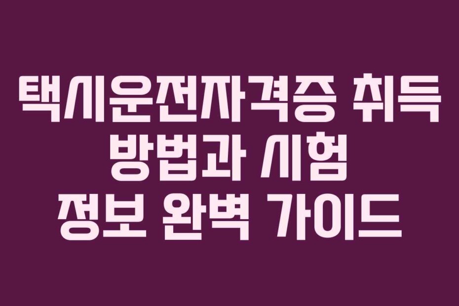 택시운전자격증 취득 방법과 시험 정보 완벽 가이드